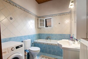 Shower, hair dryer, shampoo