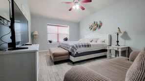 4 bedrooms, iron/ironing board, travel cot, WiFi