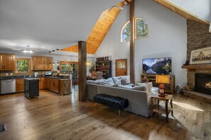 Smart TV, lareira, videogames, livros