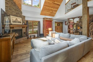 TV connectée, cheminée, jeux vidéo, livres