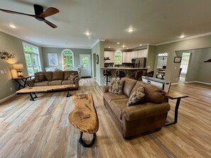 TV connectée, cheminée, baby-foot, table de tennis de table