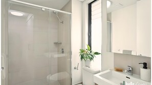 Shower, soap, toilet paper