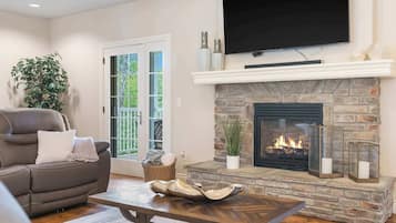 TV, fireplace