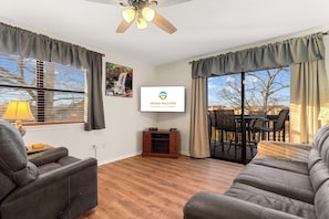 TV, fireplace