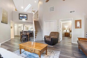 TV, fireplace, offices