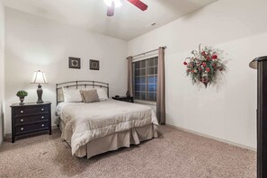 2 bedrooms, desk, iron/ironing board, travel crib