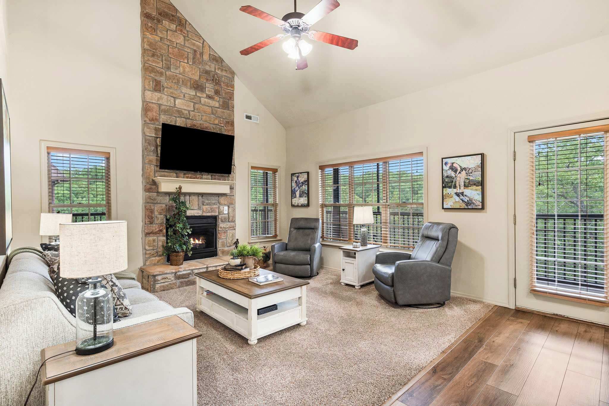 TV, fireplace, DVD player