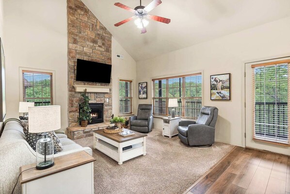 TV, fireplace, DVD player