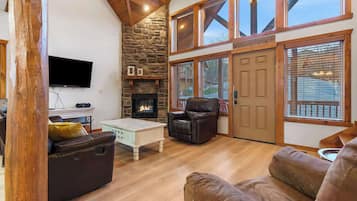 TV, fireplace, foosball