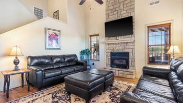 TV, fireplace, DVD player, offices