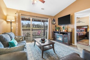 TV, fireplace, offices