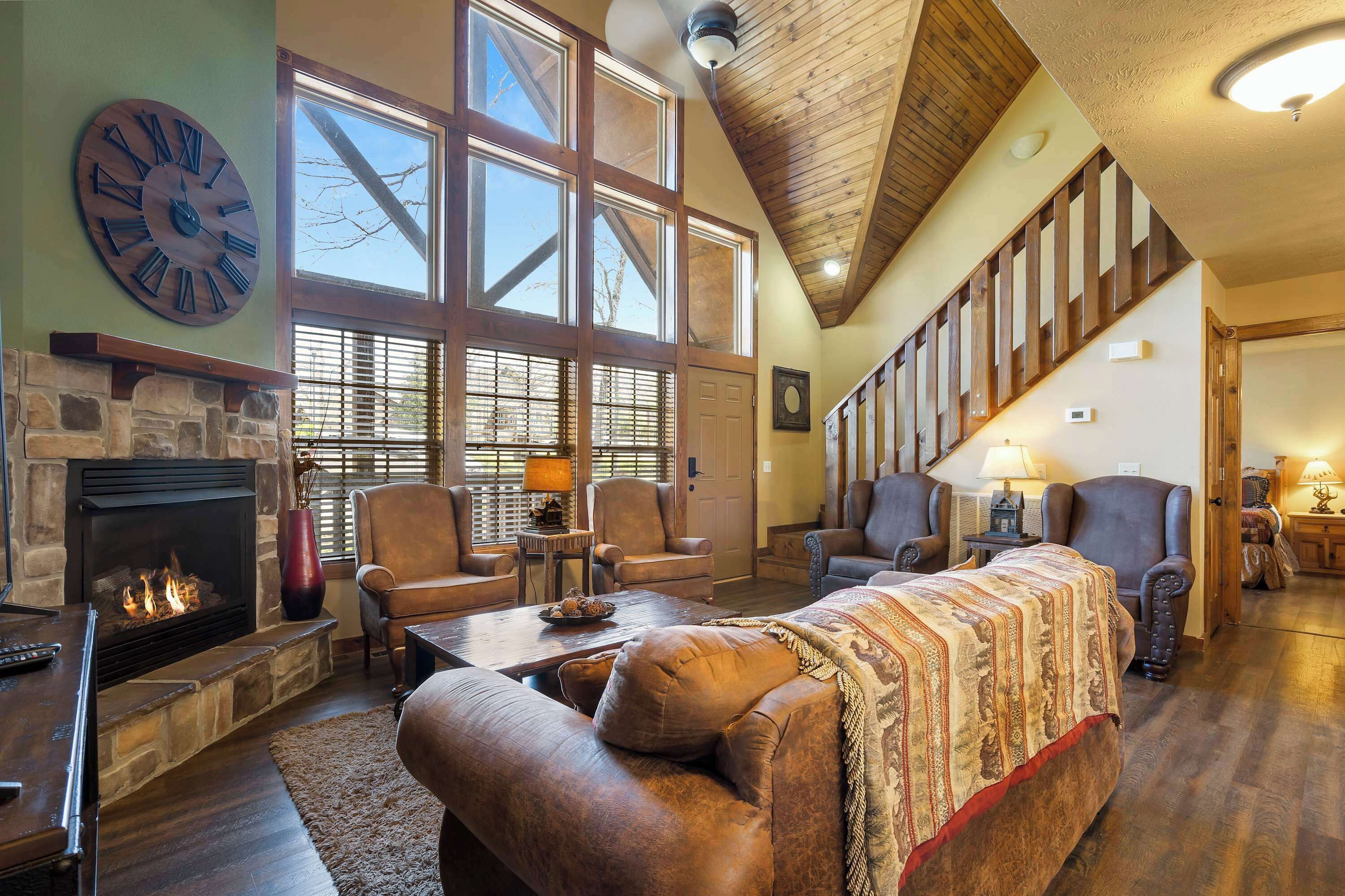 TV, fireplace, DVD player, offices