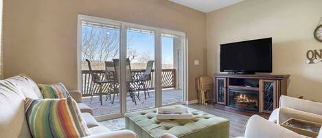 TV, fireplace, DVD player