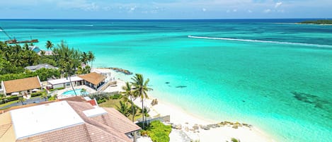 On the beach, beach towels