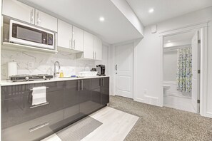 Microwave, electric kettle, toaster, blender