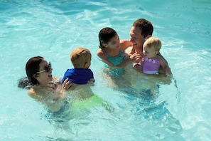 Seasonal outdoor pool, pool umbrellas, sun loungers