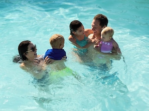 Seasonal outdoor pool, pool umbrellas, sun loungers