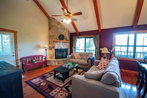 TV, fireplace, books - Valley View - Hot Tub - Fire Pit (Blairsville)