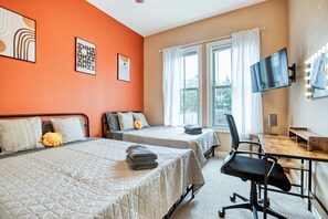 4 bedrooms, desk, iron/ironing board, travel crib