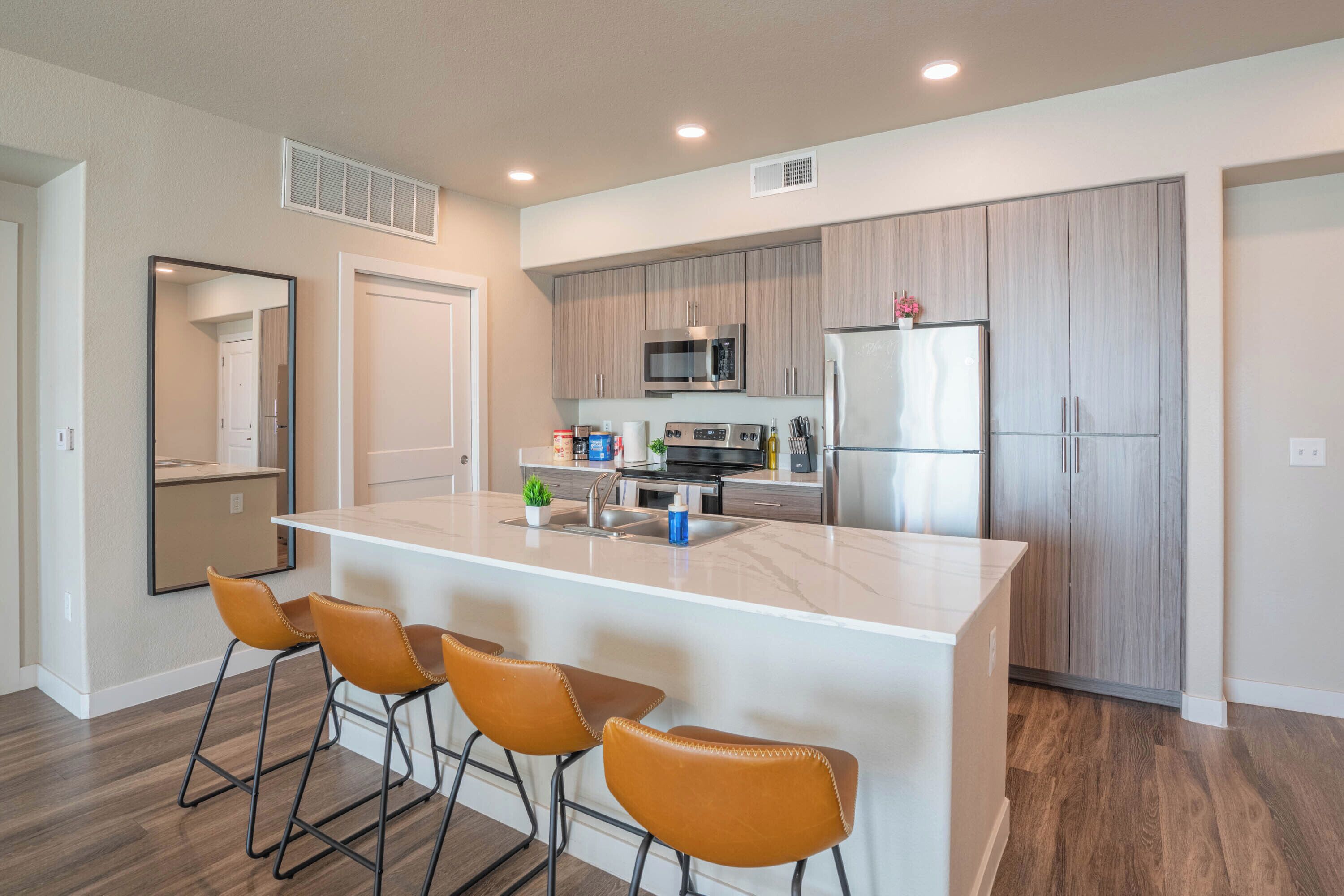 Superior Apartment, 2 Bedrooms, Balcony | Private kitchen | Full-size fridge, microwave, oven, stovetop