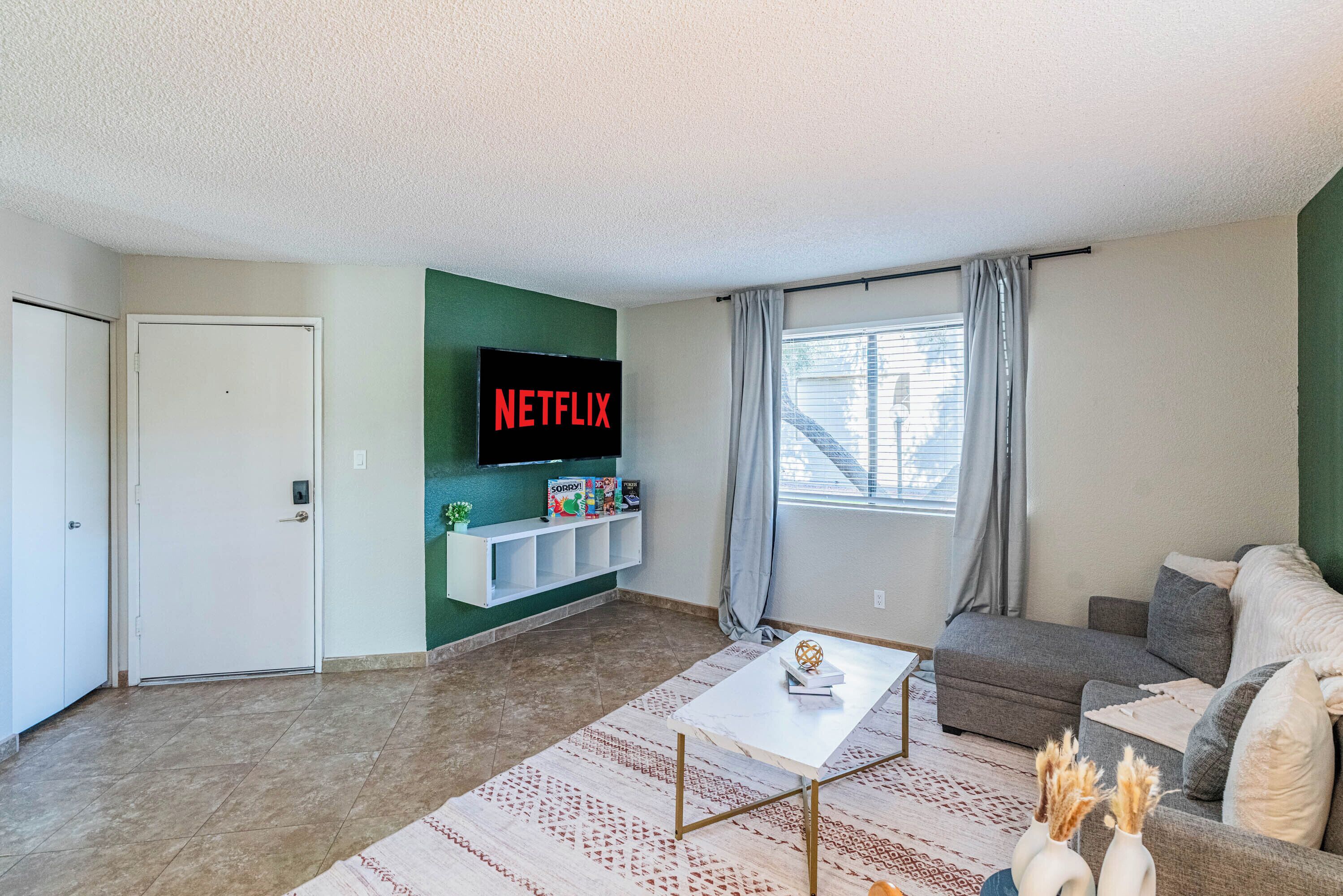 Executive Apartment, 2 Bedrooms, Non Smoking, Kitchen | Living area | 55-inch Smart TV with digital channels