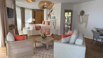 Roupas de cama premium, frigobar (abastecido com itens grátis)