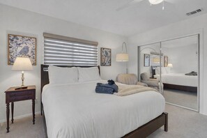 3 bedrooms, desk, iron/ironing board, travel crib