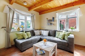 TV, DVD player, stereo - Holiday Home 'Ferienhaus Siegfried' with Shared Terrace, Shared Garden and Wi-Fi (Niebüll)