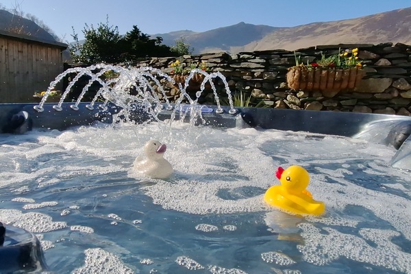 Hot tub with view of Maiden Moor