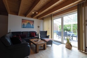 Télévision, cheminée, lecteur de DVD, chaîne hi-fi