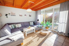 Télévision, cheminée, lecteur de DVD, chaîne hi-fi