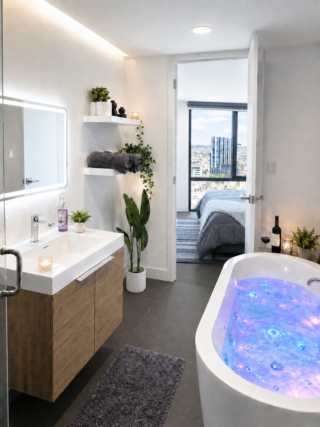 Superior Condo, Balcony, City View | Bathroom | Shower, hair dryer, towels, soap