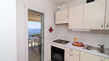 Frigorífico, microondas, horno y placa de cocina