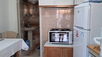 Fridge, oven, stovetop, electric kettle