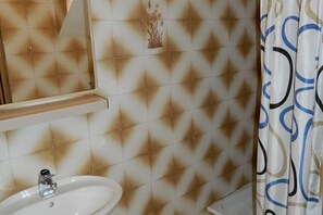 Shower, hair dryer, soap, shampoo