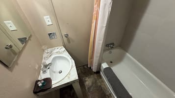 Separate tub and shower, free toiletries, towels, soap