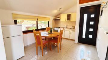 Fridge, oven, stovetop, electric kettle