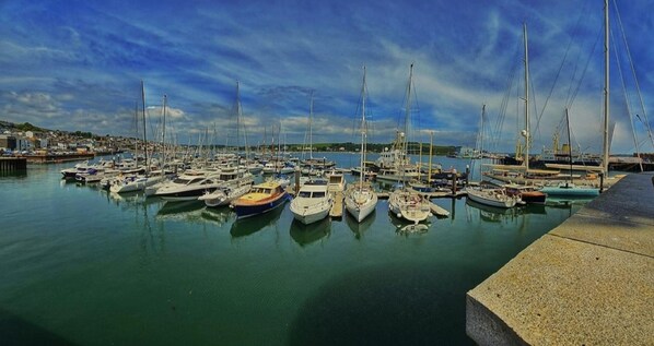 A marina with numerous boats docked in calm waters. - Gold Rated Modern Lodge With High Speed Wifi (Penzance)