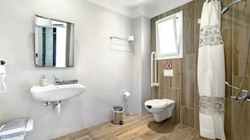 Comfort Double Room, Private Bathroom, Pool View | Bathroom | Shower, hair dryer, slippers, soap