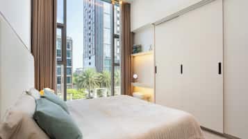 Minibar, desk, laptop workspace, soundproofing