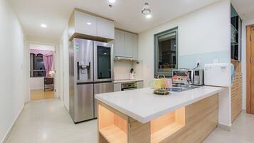 Superior Apartment, 3 Bedrooms, Kitchen, City View | Private kitchen | Fridge, microwave, stovetop, electric kettle