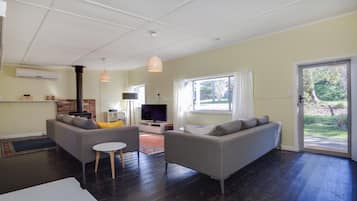 Televisor intel·ligent, llar de foc, reproductor de DVD i llibres