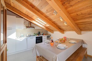 Family Apartment, 2 Bedrooms, 2 Bathrooms (Sunny Penthouse) | Private kitchen | Fridge, microwave, oven, stovetop