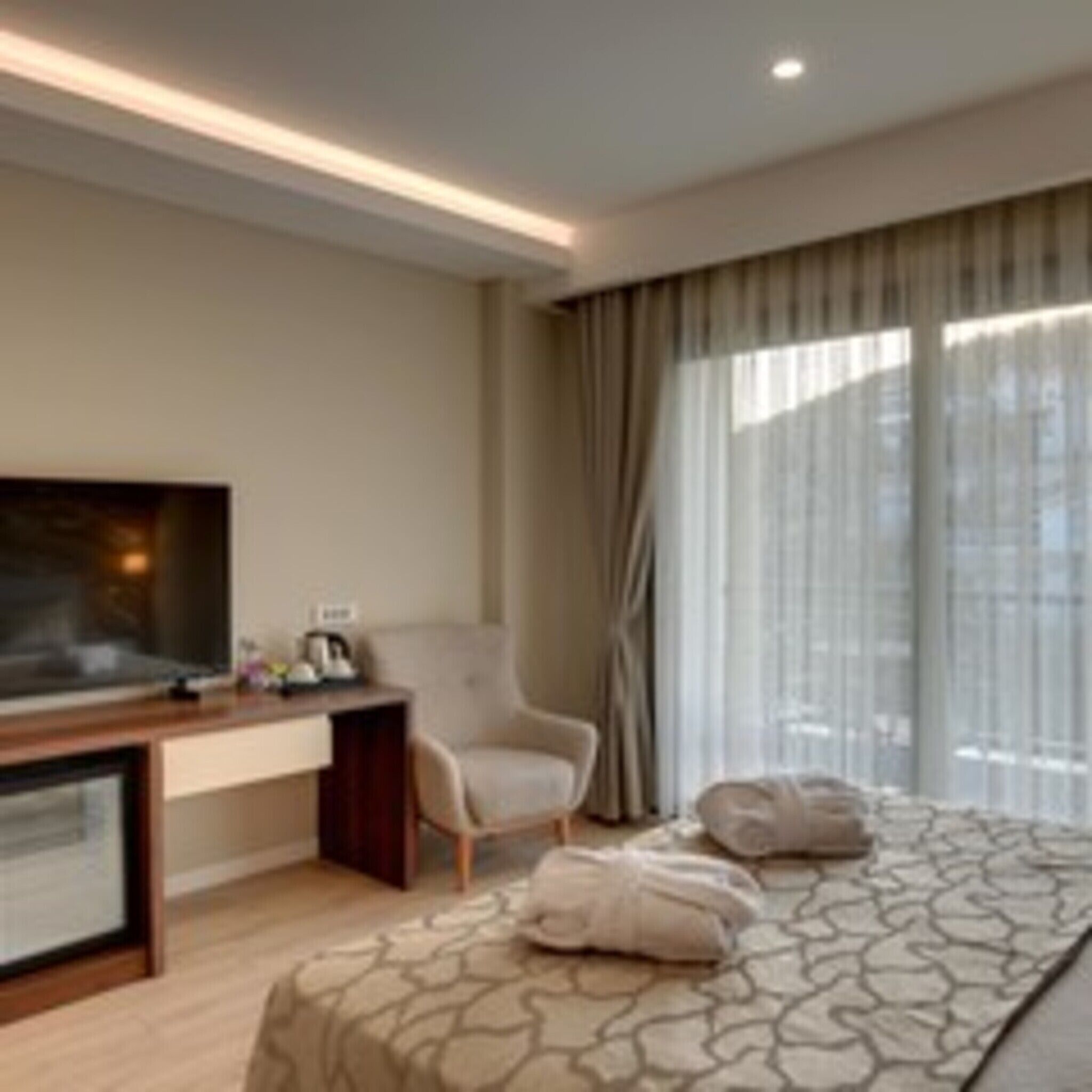 Minibar, caja de seguridad en la habitación y escritorio 