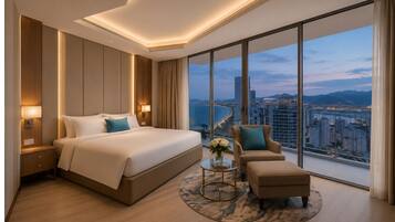 Premier Condo, Partial Sea View | Egyptian cotton sheets, premium bedding, memory-foam beds, minibar