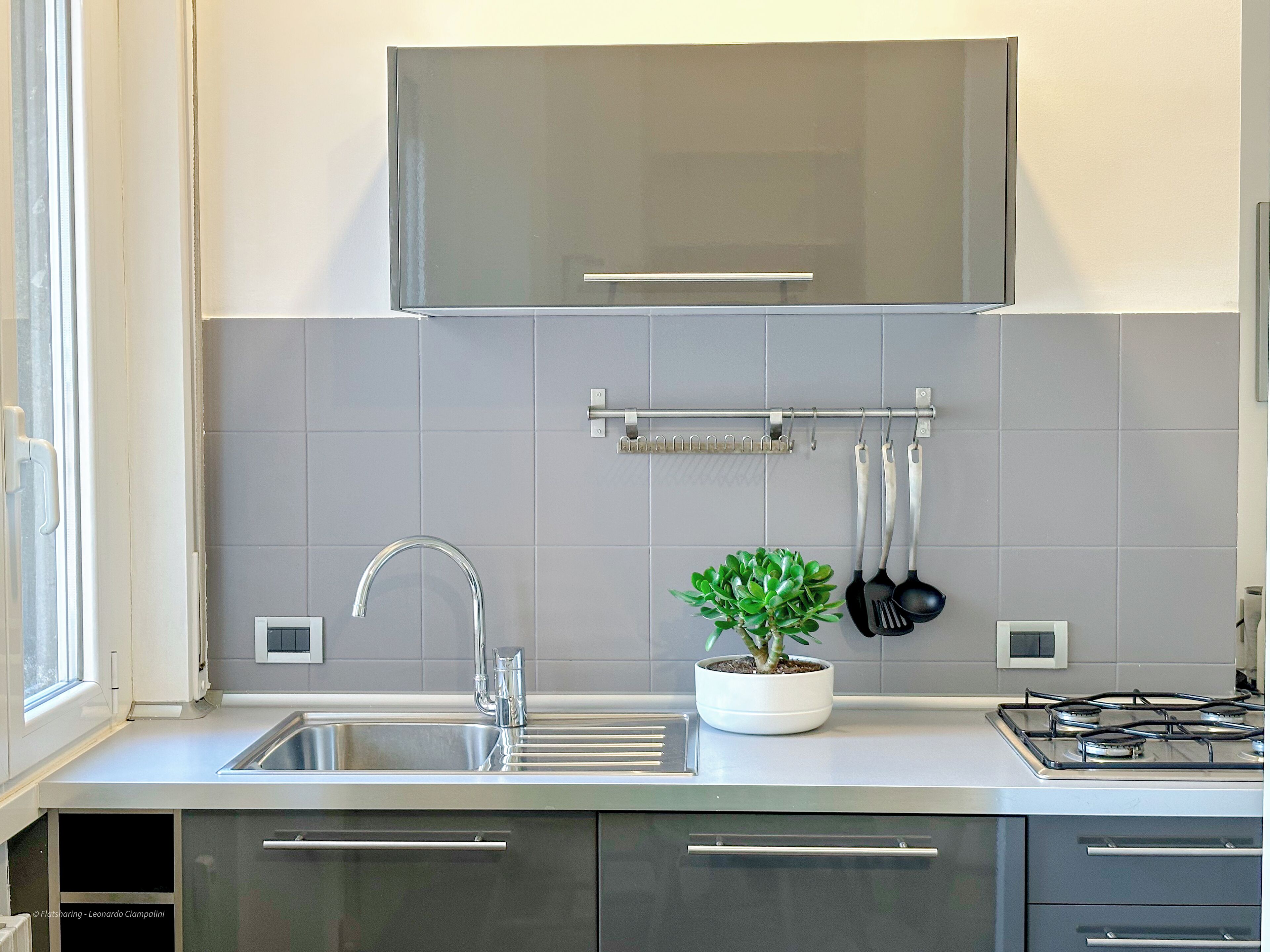 Een koelkast, een oven, een kookplaat, een vaatwasser