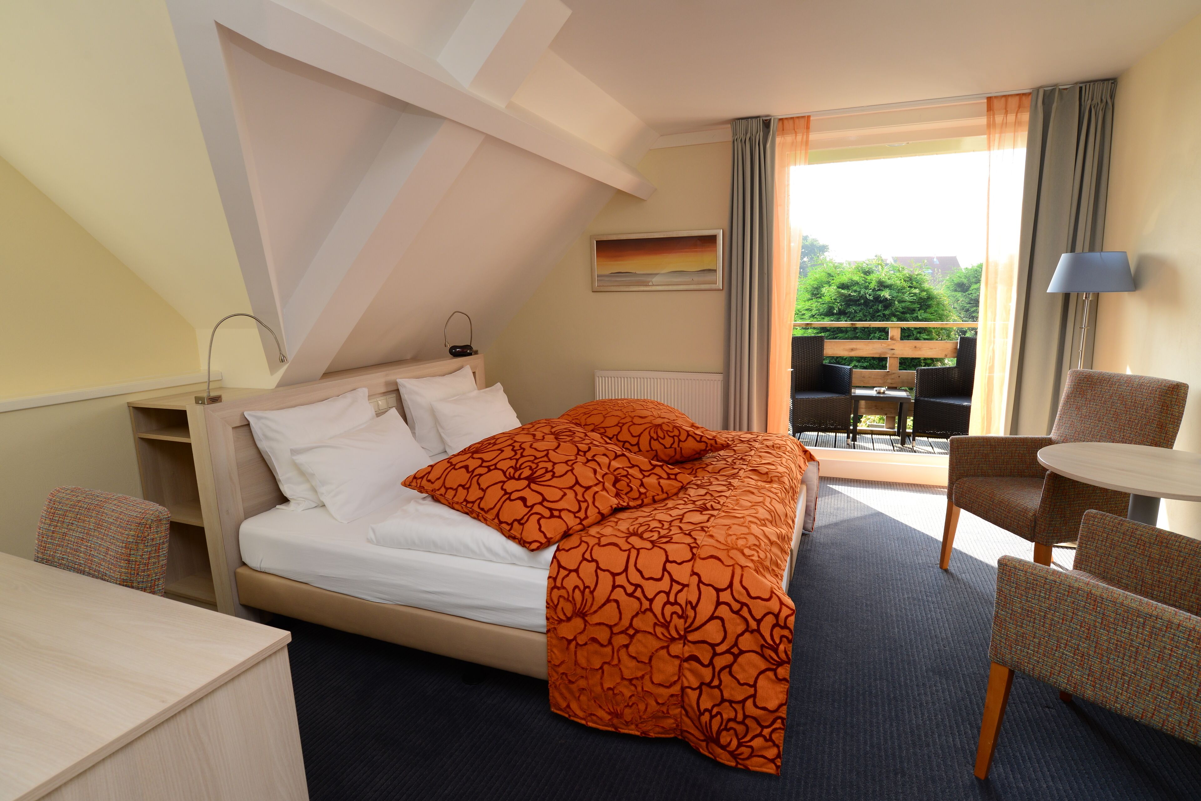 double room, balcony | in-room safe, desk, blackout curtains, free wifi