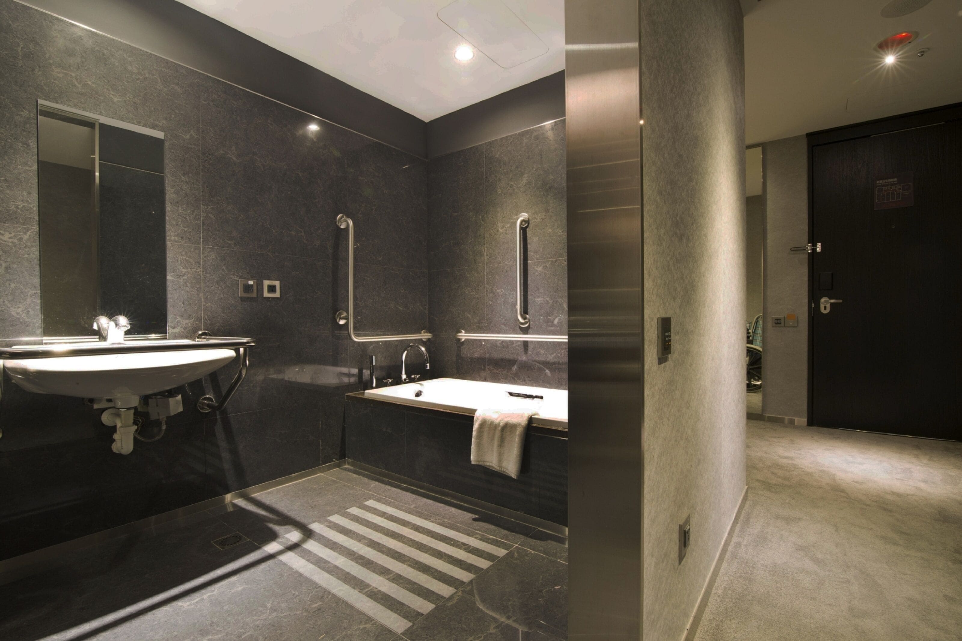 double room | bathroom | separate bathtub and shower, rainfall showerhead, hair dryer, towels