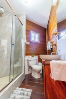 Comfort Cabin, 1 Queen Bed, Accessible, Ocean View | Bathroom | Shower, hair dryer, towels