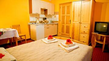 Departamento, 1 habitación, cocineta (for 4 people, with balcony) | Tabla de planchar con plancha, cunas y wifi gratis